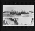 3 x fotografie, válečná lodi na moři