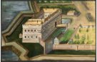 Skica opavského zámku podle tzv. Požárního obrazu města Opavy