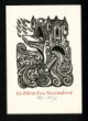 Exlibris - Část středověkého opevnění a topící se postava