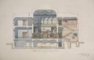 Soutěžní návrh na budovu Slezského zemského muzea pro umění a řemesla - řez budovou