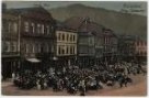 Masarykovo náměsti v Jeseníku s bývalou kavárnou Klein na dobové pohlednici (1907)