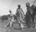 Velbloudí karavana dorazila do města, v čele Tuareg vyšší kasty s černým závojem