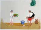 Malba ve stylu Východoindické společnosti. Prodavač ovoce a nosič vody