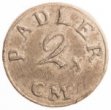 Nouzová mince s hodnotou 2 krejcary konvenční měny
