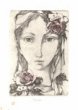 Grafický list - Dívčí tvář s růžemi