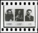 3 x fotografie, Grigorij Konstantinovič Ordžonikidze, Kliment Jefremovič Vorošilov a Sergej Mironovič Kirov