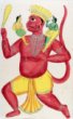 Kálíghátská malba. Hanuman s Rámou a Lakšmanou