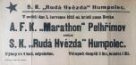 AFK. Marathon Pelhřimov - S. K. Rudá Hvězda Humpolec